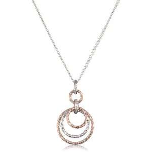 Argento Vivo Sparkle Eternity Double Rose Gold Ring Pendant on Chain