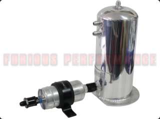   fuel system surge tank polished fittings 1 x 10an male flare fuel