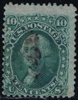 USA STAMP #68 10c yellow green Civil War 1861 Used  