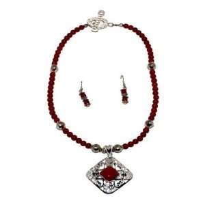  Round Red Coral Bead Necklace 19 Long: Jewelry