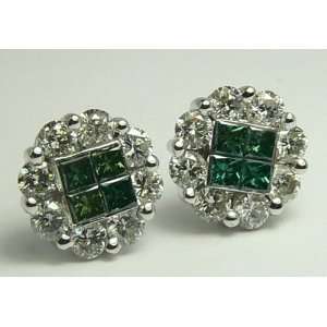 2.0tcw Awe Inspiring! Blue Green Diamond Cluster Earrings 