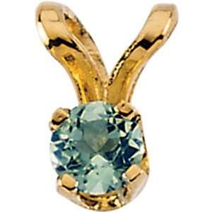  Alluring Childs Aquamarine CZ Pendant In 14K Gold 