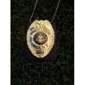  Bail Enforcement Agent Badge Gold Badge with Neck Chain 