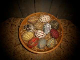 Primitive Gathering 12 Easter Eggs~Rag Wrapped~Aged~Cinnamon Rubbed 2 