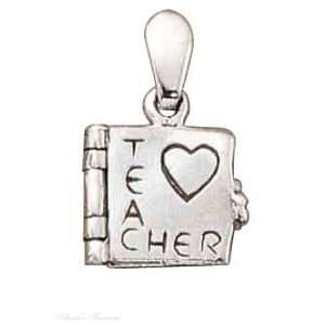    Sterling Silver 3D Teachers Openable Book Pendant Jewelry