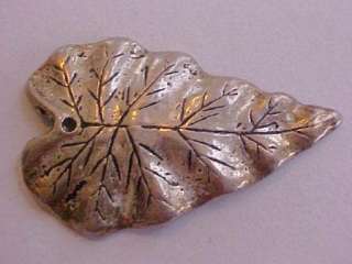 vintage GIANT CARVED LEAF CHARM METAL PLASTIC FREE SHIP  