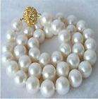Beautiful Tahitian 9 10mm white pearl necklace 18  
