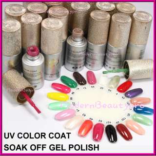 1x 12ml Soak Off Gel Polish Glitter UV Color Coat Nail Art Tips LED 