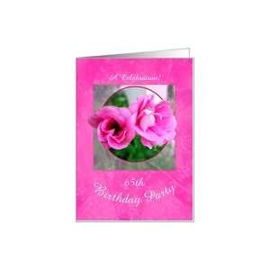  65th Birthday Party Invitations Pretty Pink Flowers Card 