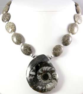 AMAZING FOSSIL PATTERNS~ GENUINE FOSSILIZED CORAL .925 STERLING SILVER 