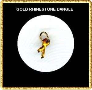 GOLD Rhinestone RIBBON Nail Art Dangle Jewelry  