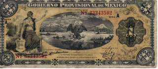 X100 Un Peso, Bank Note, Gobierno Provisional de Mexico, Veracruz, Feb 