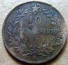 ITALY KINGDOM 1893 B I 10 CENTESIMI COPPER COIN  