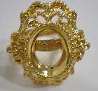 of 18x13 mm Antique Gold Plated Victorian Adjust Ring Setting w Lacy 