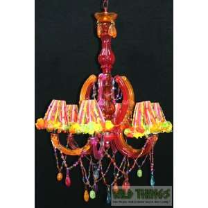 Chandelier Colorful Mimi With Ribbon Lampshades, 6 Lights   Glass 