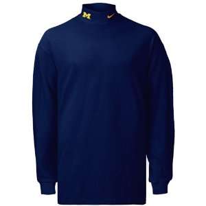  Nike Michigan Wolverines Navy Blue Mock Neck Long Sleeve 