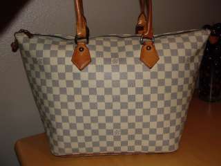 Louis Vuitton Damier Azur Ivory Cream Large Handbag Shoulder Bag Purse 