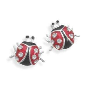  Lady Bug Stud Earrings 925 Sterling Silver: Jewelry