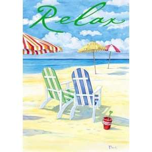  Relax Beach Vacation Adirondack Chairs Large Flag: Patio 