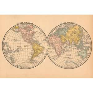    McNally 1886 Map of the World in Hemispheres: Office Products