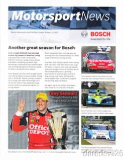 2011 Tony Stewart Bosch Motorsport News NASCAR magazine  