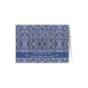   You for the Bridal Shower Gift, Elegant Blue Filigree Design Card