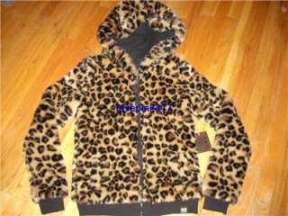 NWT VICTORIAS SECRET PINK FASHION SHOW Leopard Faux Fur Hoodie Coat 