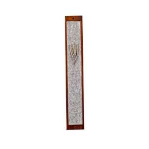  Wood Mezuzah with Silver Plate and Shin 