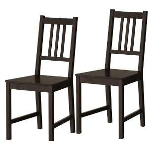  Set of 2 Ikea Stefan Chairs Black Brown Solid Wood: Home 