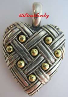   ANN KING Sterling Silver 925 & 18K Gold Woven Heart Pendant  