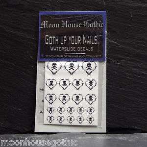21 Gothic Barbed Wire Heart Death Skull Nail art decals  