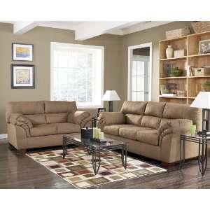  Jupiter Mocha Sofa and Loveseat Set by Famous Brand 