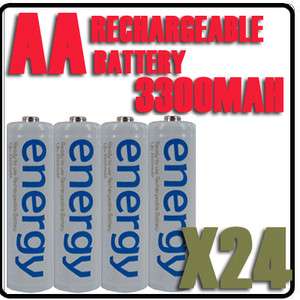 24x AA 3300mAh 1.2 V Ni MH energy rechargeable battery White cell  