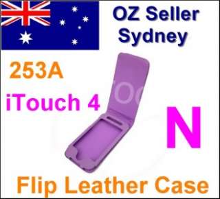 253A iPod Touch 4 iTouch 4 Purple Leather Flip Case  