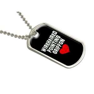 Wirehaired Pointing Griffon Love   Black   Military Dog Tag Luggage 