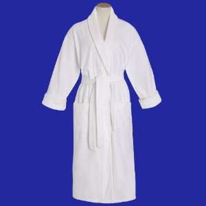  100% Combed Cotton White Velour Shawl Collar Robe  16 Oz 