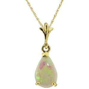  14k Gold Pendant Necklace with Genuine Opal Jewelry