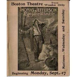   Boston Theatre Souvenir Program for Rip Van Winkle 