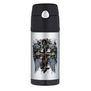    Thermos Travel Water Bottle Cross Angel Wings: Everything Else