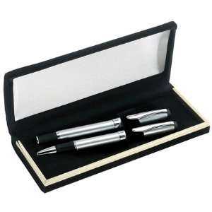  Silver Ballpoint & Rollerball Pen with Rubber Grip