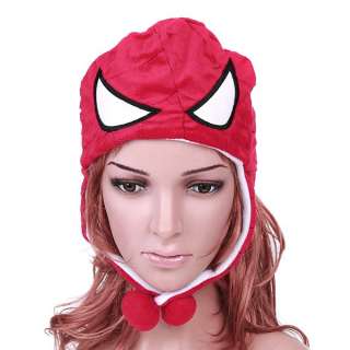 Red Fuzzy Plush Soft Warm Cartoon Spider man Hat Cap Earmuff for 