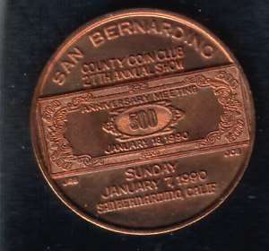 1990 San Bernardino   27th Coin Show   Medal  