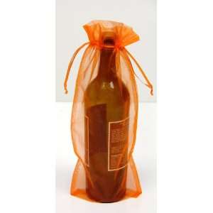  6 Orange Organza Bags   Bottle/Wine Bags Gift Pouch, 6 x 