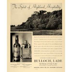  1936 Ad Bulloch Lade Old Rarity Gold Label Whisky Drink 