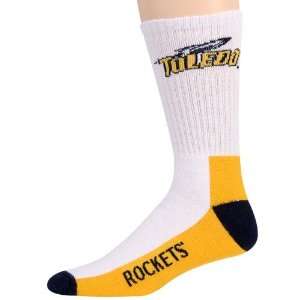  Toledo Rockets Tri Color Team Logo Crew Socks: Sports 