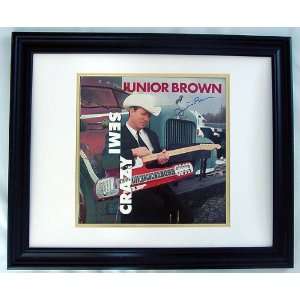 JUNIOR BROWN Autographed Framed SEMI CRAZY Signed LP Flat