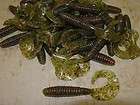 100 pk 3 fat grub bass plastic worm watermelon red