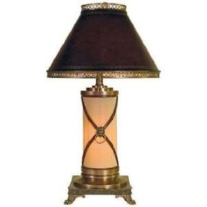    Smith Leather Brass and Snakeskin Stone Table Lamp