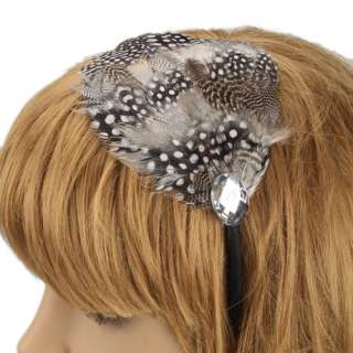 New Girl Lady Women Gray Chicken Feather Hair Band Headband bands Pin 
