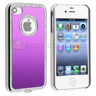 Luxury Diamond Hard Cover+Bling Case For iPhone 4 G 4S Silver+Pink 